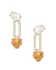 Slanted Link Heart Gemstone Earrings