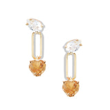 Slanted Link Heart Gemstone Earrings