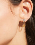 Slanted Link Heart Gemstone Earrings
