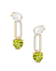 Slanted Link Heart Gemstone Earrings