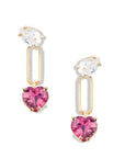 Slanted Link Heart Gemstone Earrings