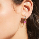Slanted Link Heart Gemstone Earrings
