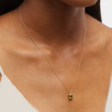 Emerald-Cut Peridot Pendant Necklace with Diamond