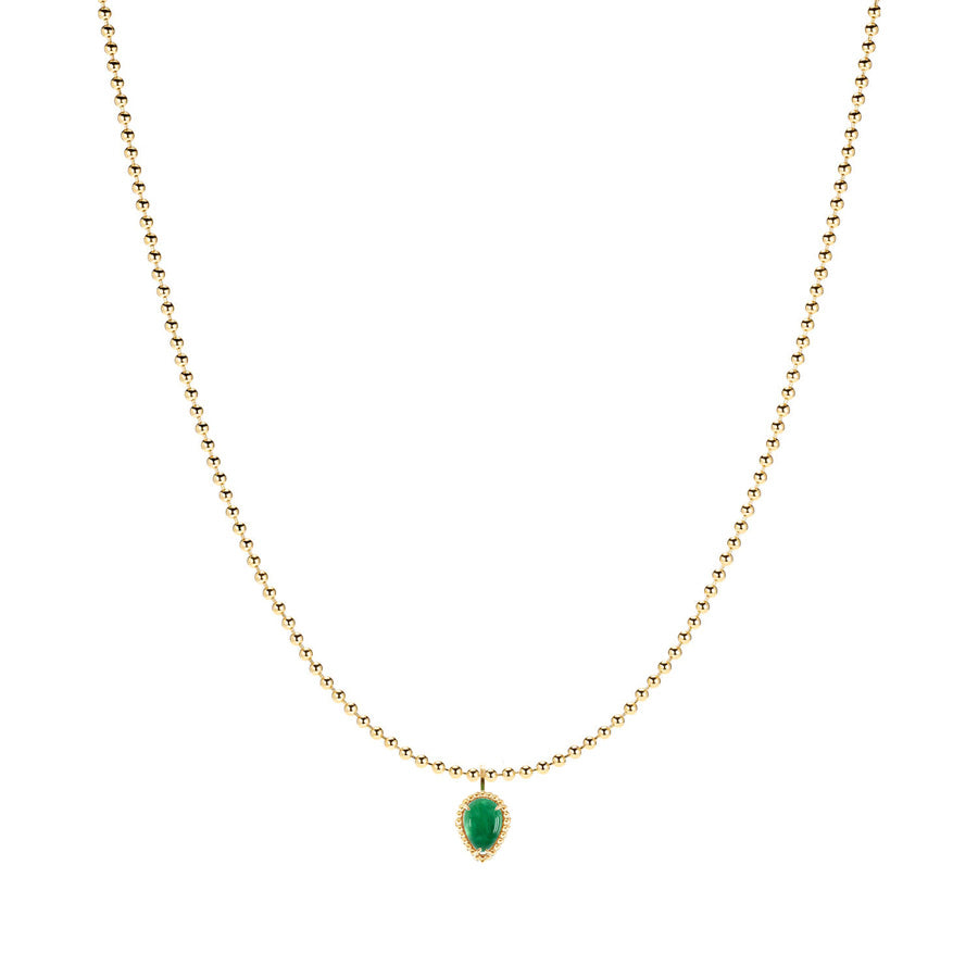 Emerald Drop Gold Bead Necklace
