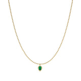 Emerald Drop Gold Bead Necklace