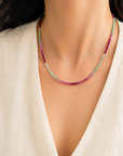 Ruby Emerald Beaded Necklace