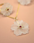 Rock Crystal Flower Ruby Pendant
