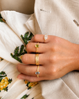 Oval Gemstone Duo Band Ring