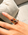 Oval Gemstone Duo Band Ring
