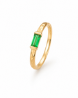 Emerald Textured Gold Ring