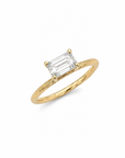 Emerald Cut Diamond Textured Gold Ring