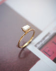 Emerald Cut Diamond Textured Gold Ring