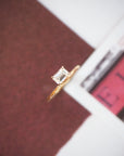 Emerald Cut Diamond Textured Gold Ring