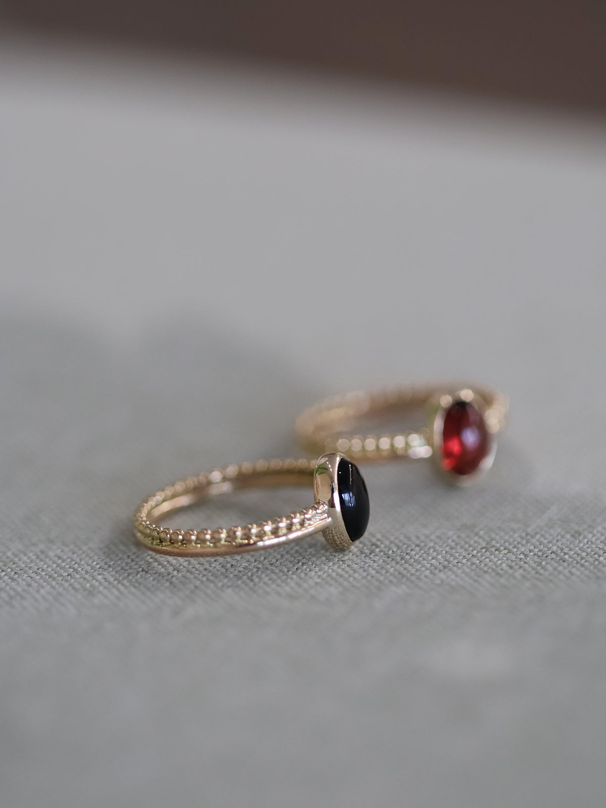 Oval Gemstone Duo Band Ring