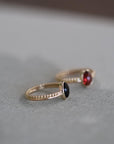 Oval Gemstone Duo Band Ring