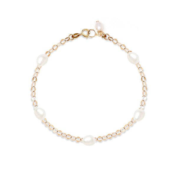 Oval Shimmer Spaced Pearl Bracelet