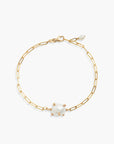 Gold Bubble Oval Pearl Link Chain Bracelet