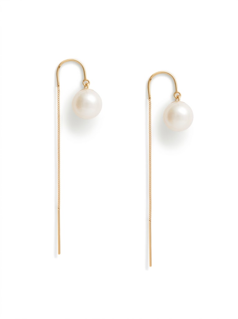 White Pearl Threader Earrings