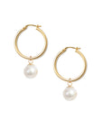 Medium Gold Hoop Pearl Earrings