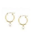 Small Gold Hoop Pearl Earrings