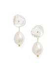 Petal Pearl Earrings with Short Baroque Pearl Jackets