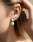 Petal Pearl Earrings with Short Baroque Pearl Jackets