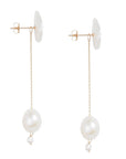 Petal Pearl Earrings with Long Baroque Pearl Jackets