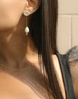 Petal Pearl Earrings with Long Baroque Pearl Jackets