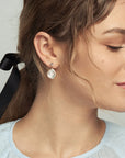 White Topaz Petal Pearl Earrings