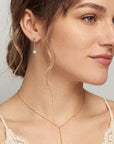 Pink Sapphire Pearl Box Chain Earrings