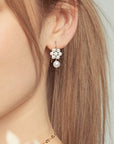 Flower Pearl Dangle Earrings