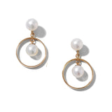 Duo Pearl Circle Earrings