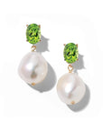 Oval Gem Baroque Pearl Earrings