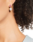 Oval Gem Baroque Pearl Earrings