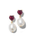 Gem Heart Oval Pearl Earrings