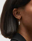 Triple Pearl Twisted Hoop Earrings