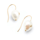 Oval Pearl Diamond Short Hook Earrings
