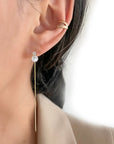 Petite Pearl Diamond Threader Earrings