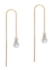 Petite Pearl Diamond Threader Earrings