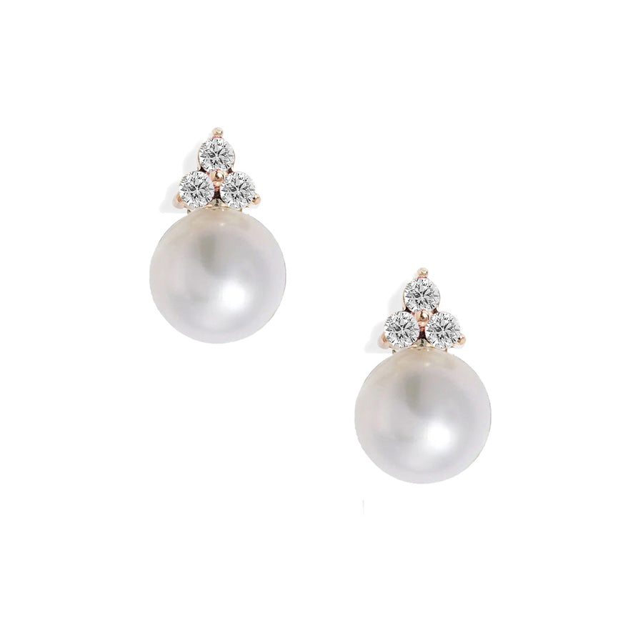 Pearl Diamond Trio Stud Earrings