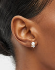 Double Pearl Gemstone Stud Earrings