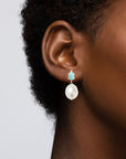 Oval Gem Diamond Pearl Earrings