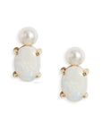 Oval Gem Baby Pearl Stud Earrings