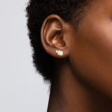 Oval Gem Baby Pearl Stud Earrings