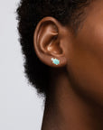 Oval Gem Baby Pearl Stud Earrings