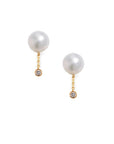 Short Pearl Diamond Drop Earrings