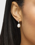 Pave Diamond Pearl Earrings