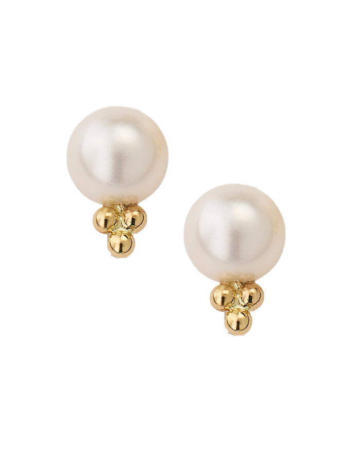 Poppy Finch 14ct yellow gold round gradual pearl dangle
