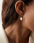 Oval Pearl Trio Bead Hook Earrings