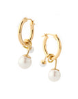 Hoop Earrings With Swirl Pearl Dangles